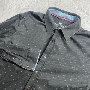 Butter Cloth Mens Large Black Geometric Hexagon Print Long Sleeve Button Down